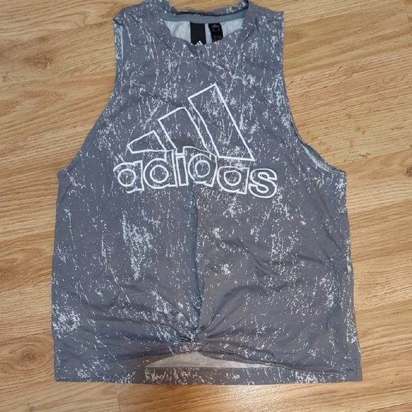 adidas Tops - Adidas Gray Sleeveless Crop Muscle Tee